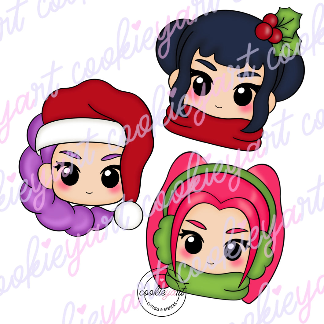 Set Cortadores Guerreras KP Navideñas (3piezas)